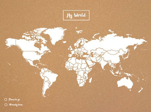 Mapa del mundo de corcho blanco - Mapamundi de corcho para la