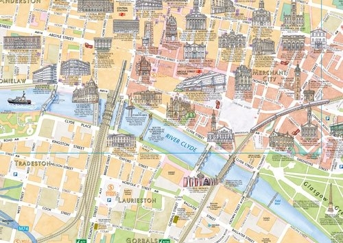 Glasgow Plano Ilustrado Mapas De Ciudades Mapiberia F B